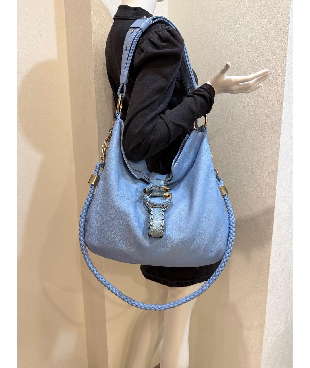 GUCCI Голубая кожаная сумка тоут, фото 3