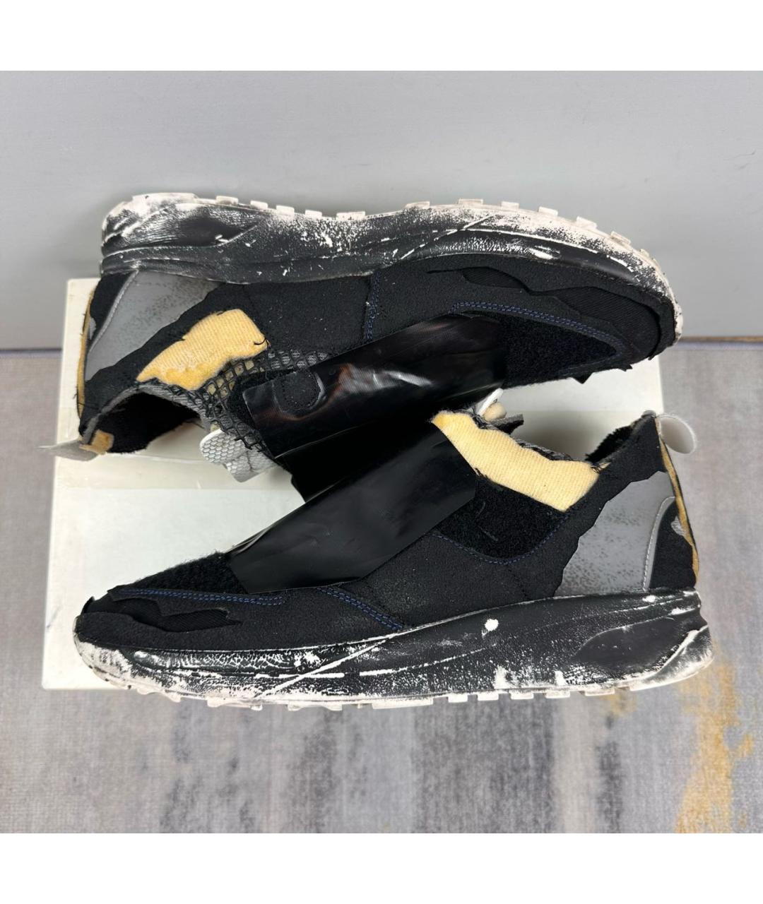 MAISON MARGIELA Черные текстильные низкие кроссовки / кеды, фото 4