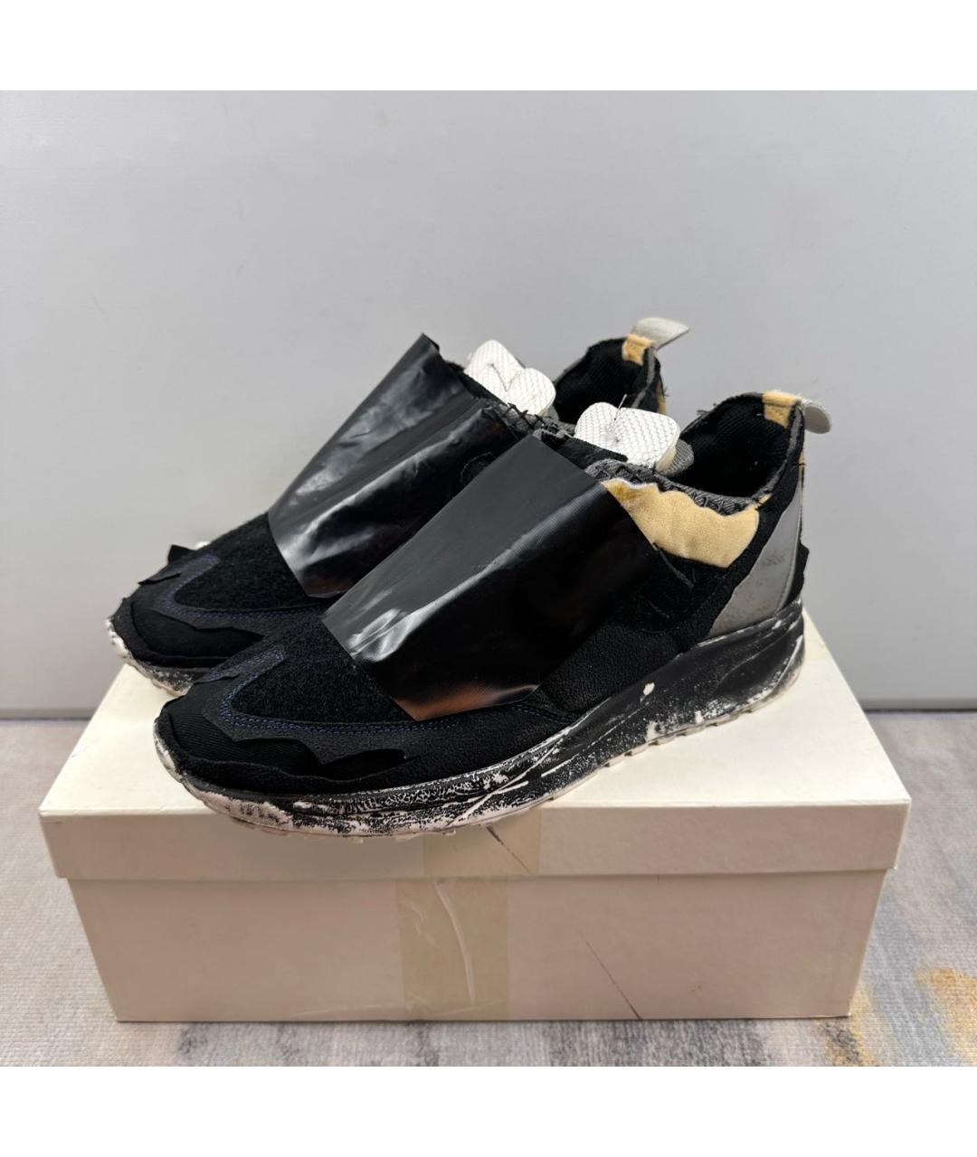 MAISON MARGIELA Черные текстильные низкие кроссовки / кеды, фото 3