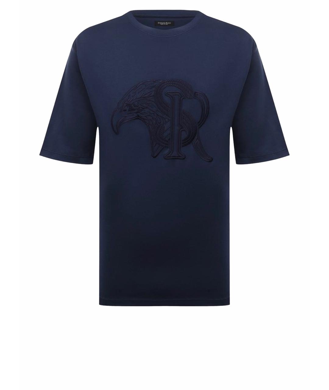 STEFANO RICCI Темно-синяя хлопковая футболка, фото 1