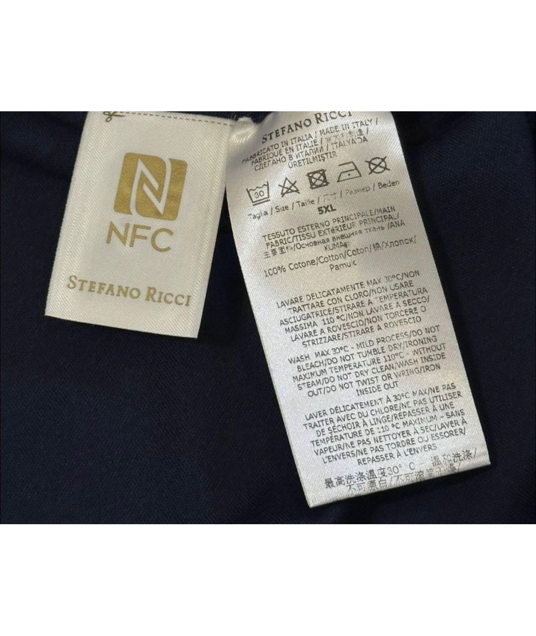 STEFANO RICCI Темно-синяя хлопковая футболка, фото 6