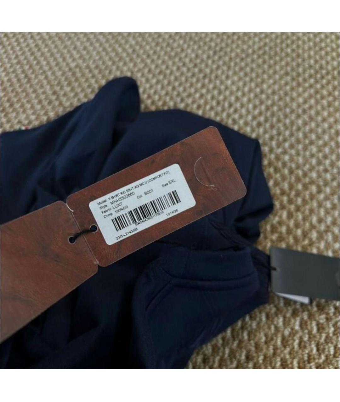 STEFANO RICCI Темно-синяя хлопковая футболка, фото 7