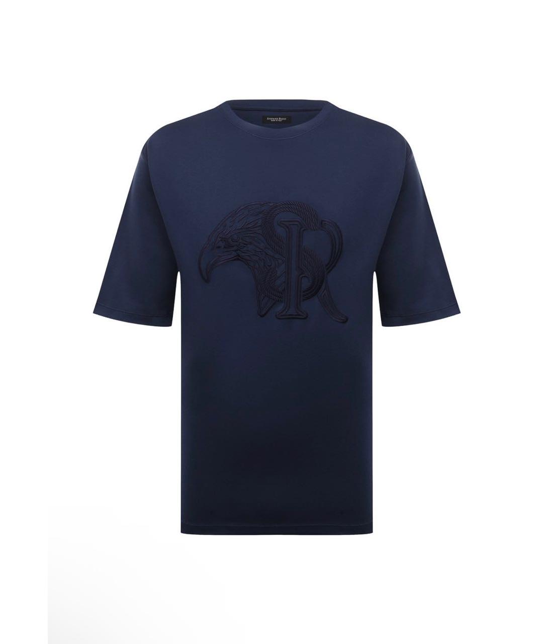 STEFANO RICCI Темно-синяя хлопковая футболка, фото 9