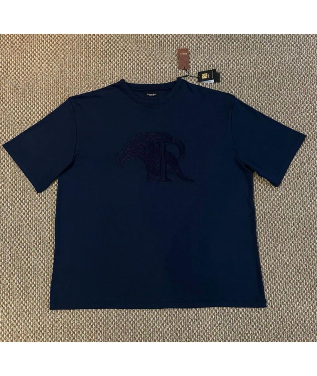 STEFANO RICCI Темно-синяя хлопковая футболка, фото 4