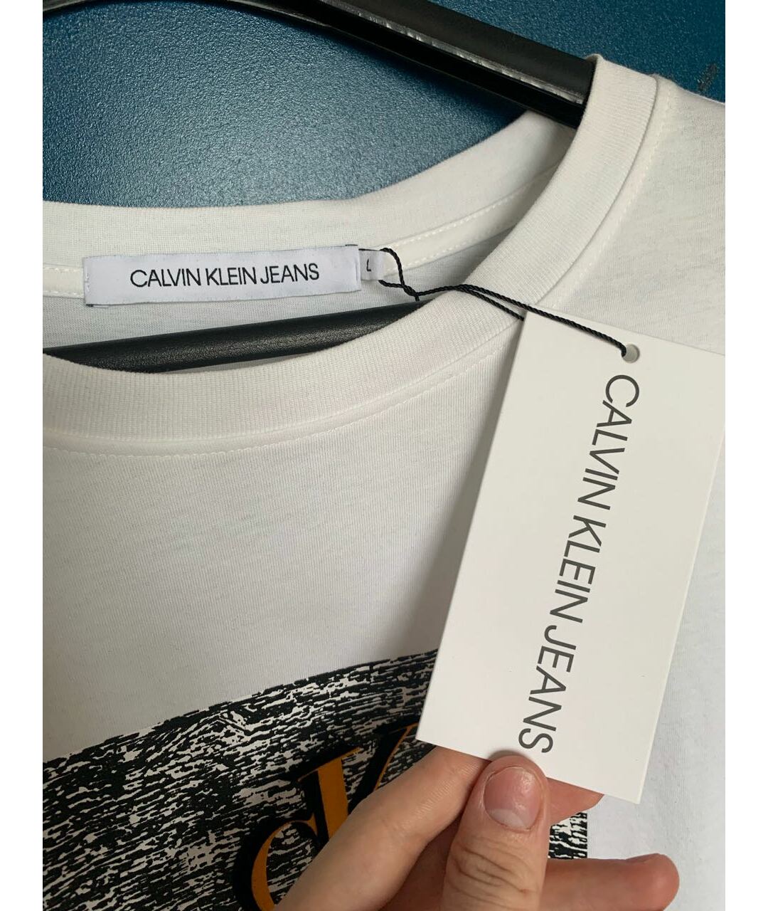 CALVIN KLEIN JEANS Белая хлопковая футболка, фото 2