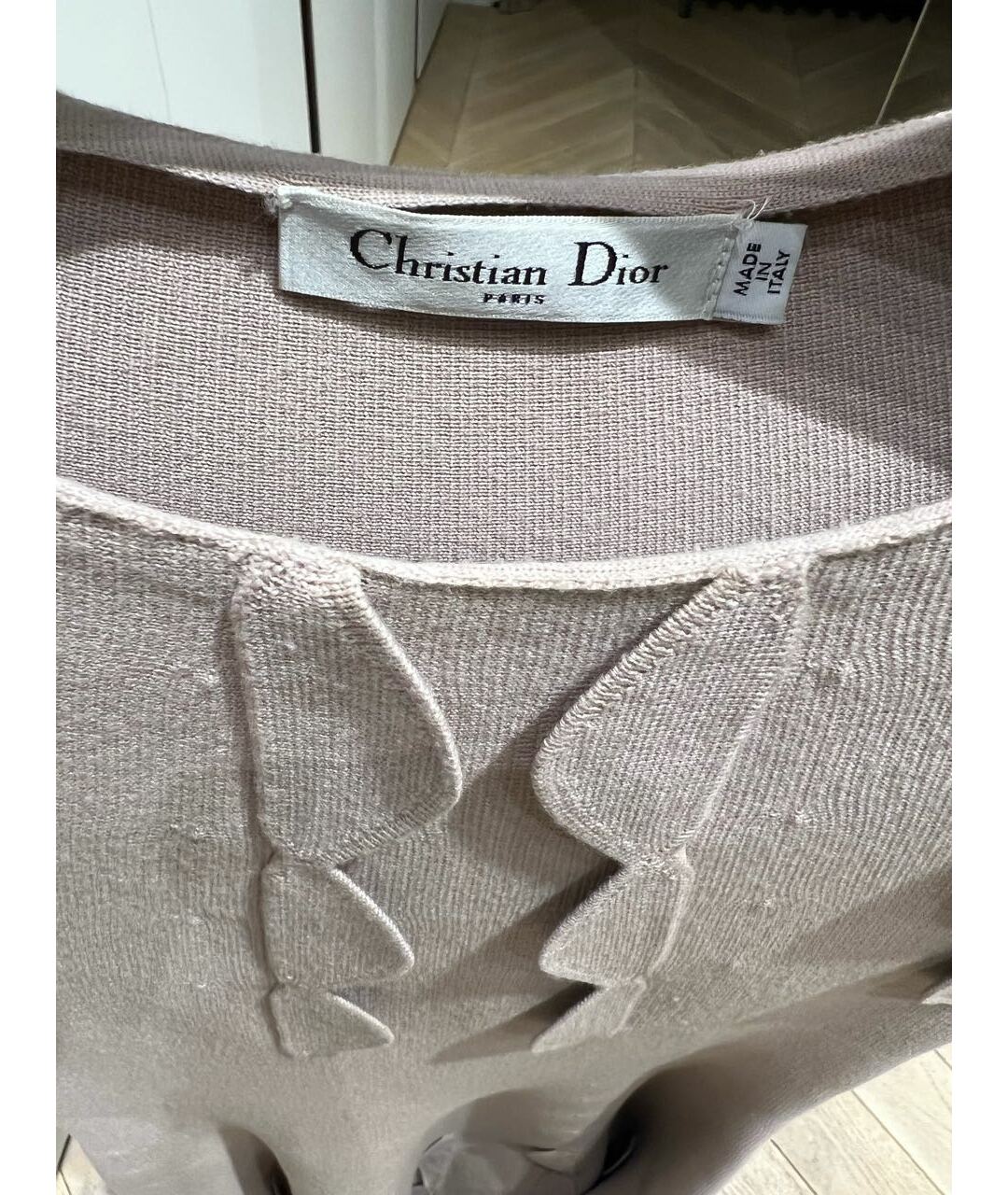 CHRISTIAN DIOR PRE-OWNED Бежевое шерстяное коктейльное платье, фото 5