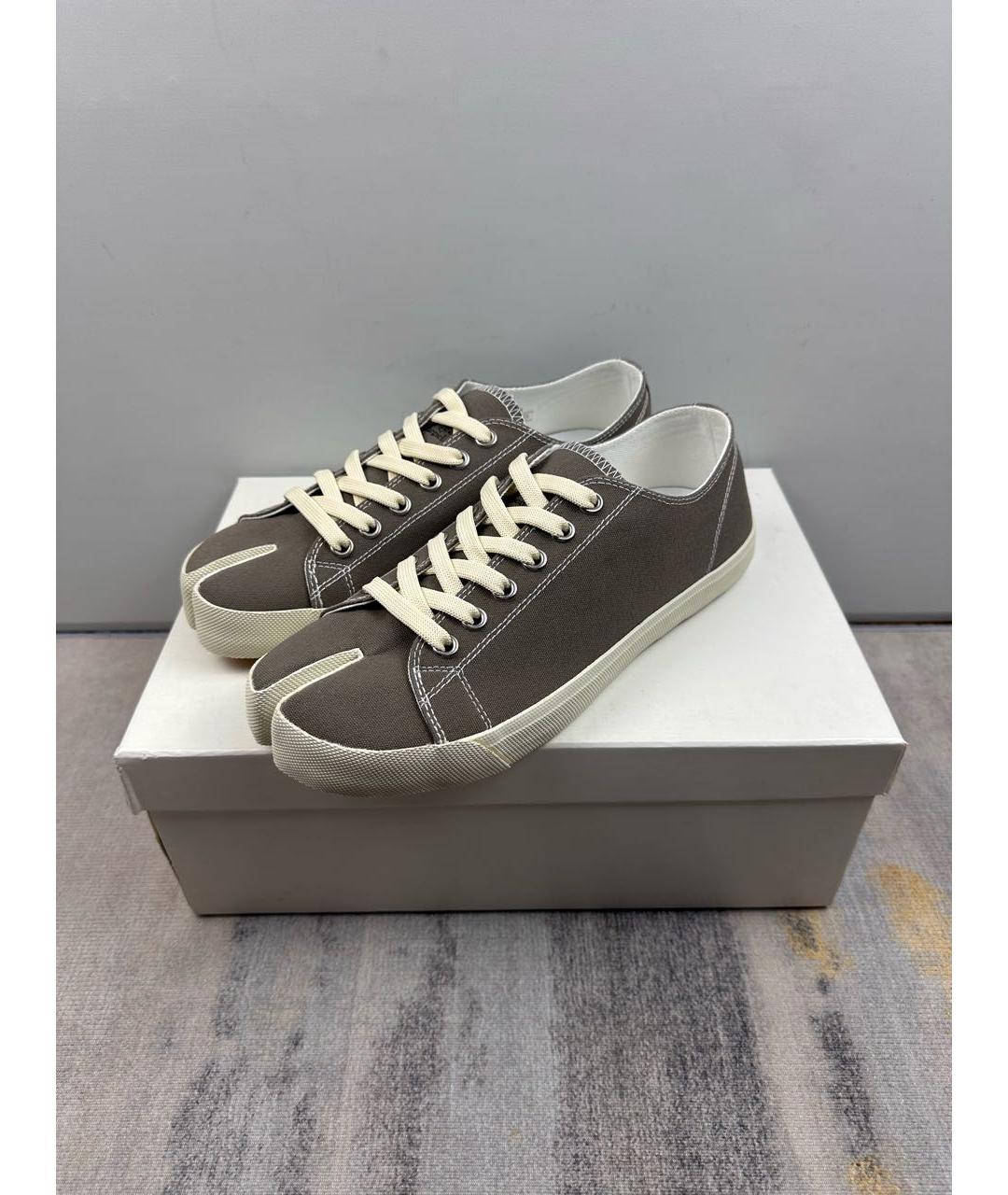 MAISON MARGIELA Коричневые текстильные низкие кроссовки / кеды, фото 2