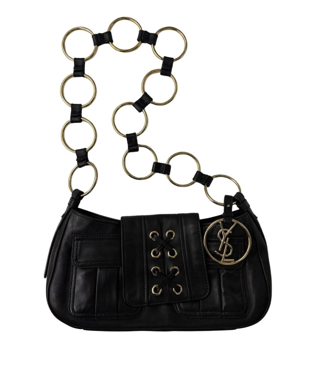 SAINT LAURENT Черная кожаная сумка через плечо, фото 1