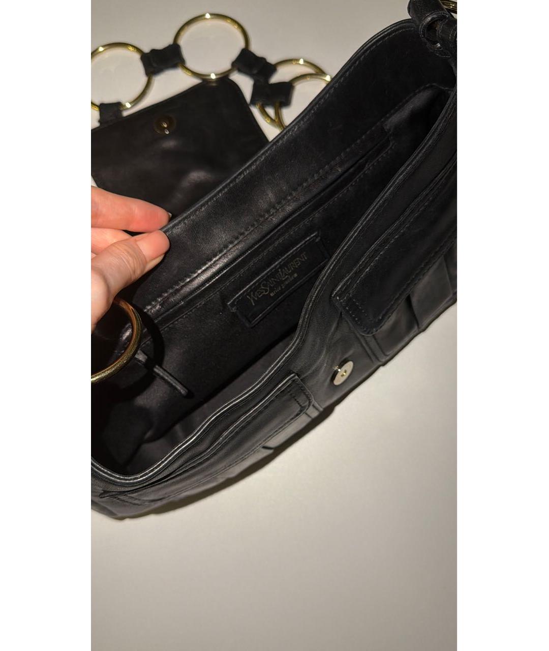 SAINT LAURENT Черная кожаная сумка через плечо, фото 4