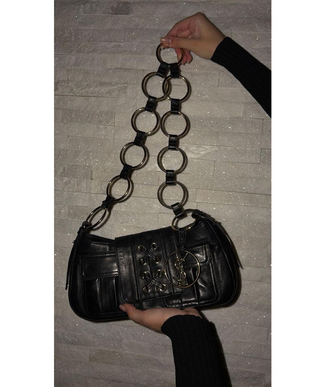 SAINT LAURENT Черная кожаная сумка через плечо, фото 6