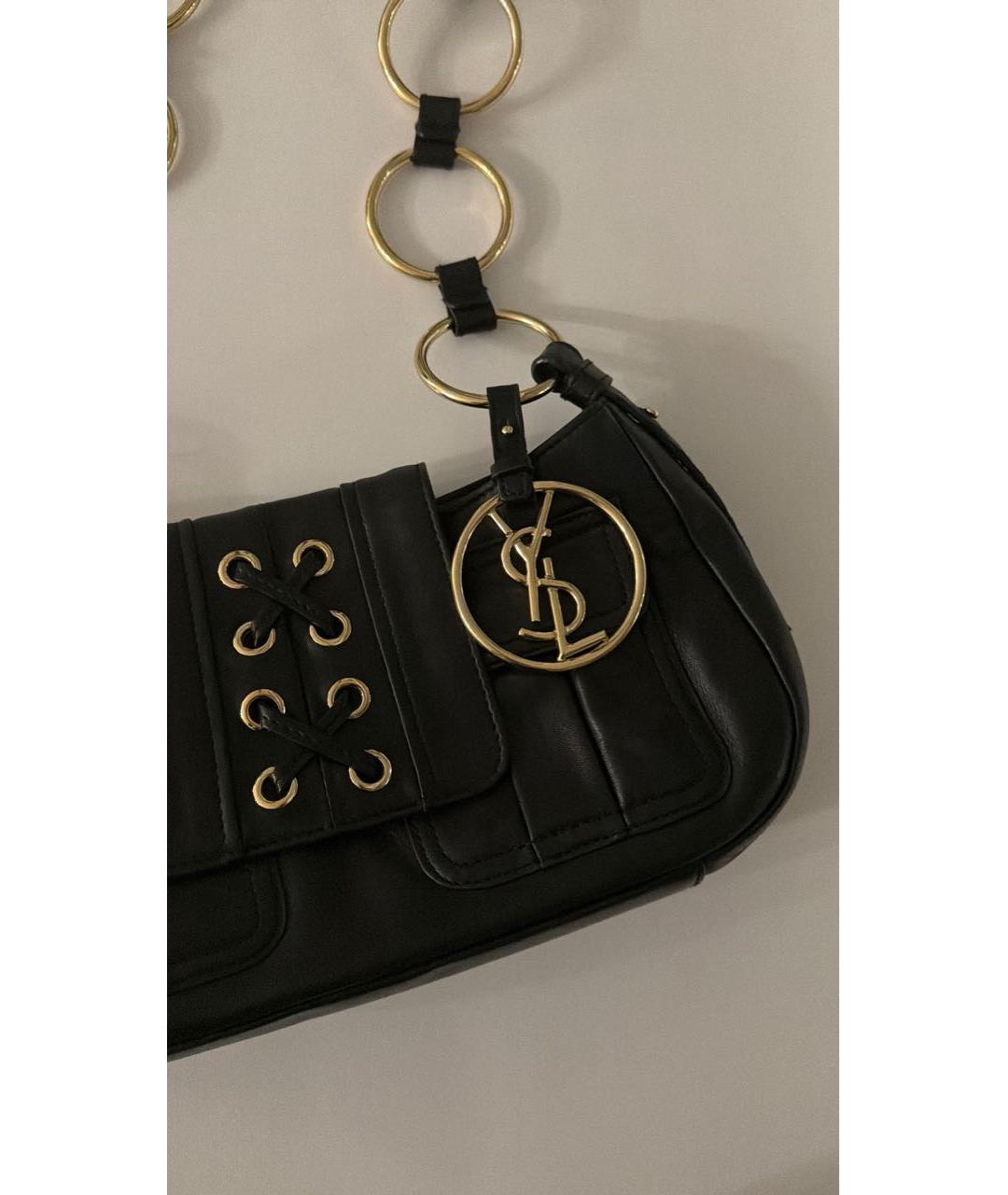 SAINT LAURENT Черная кожаная сумка через плечо, фото 2