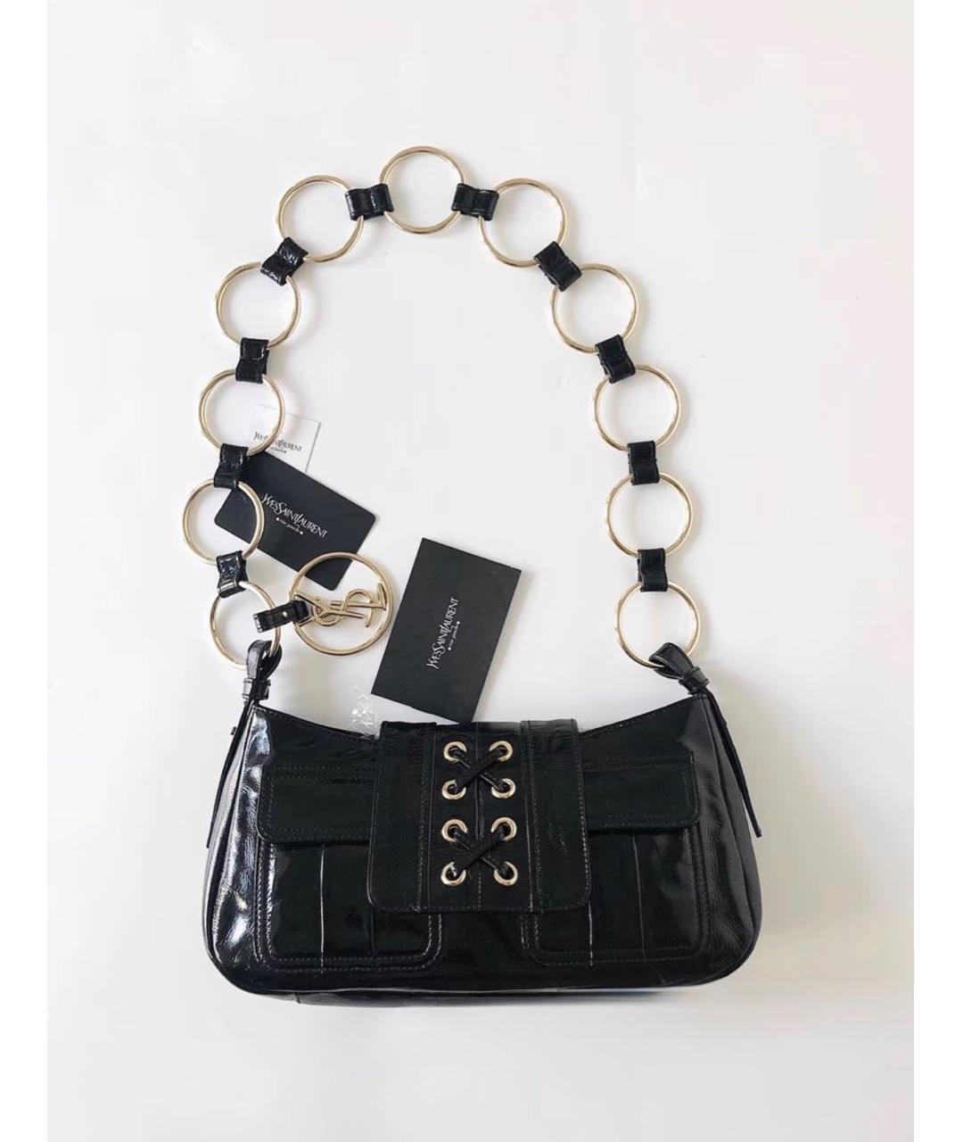 SAINT LAURENT Черная кожаная сумка через плечо, фото 4