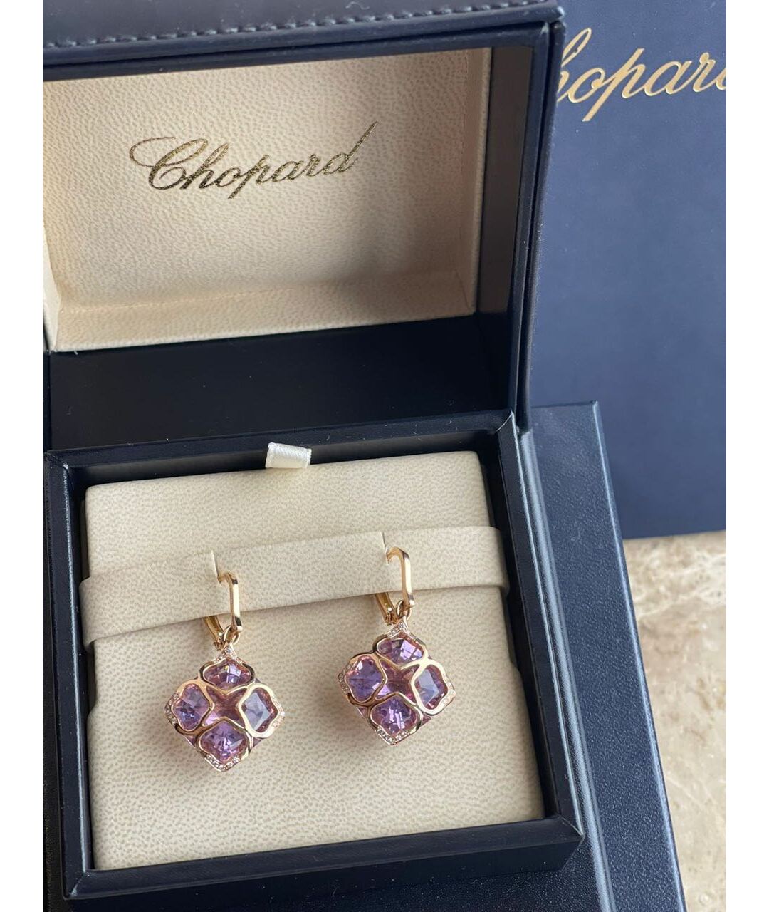 CHOPARD Фиолетовые серьги из розового золота, фото 2
