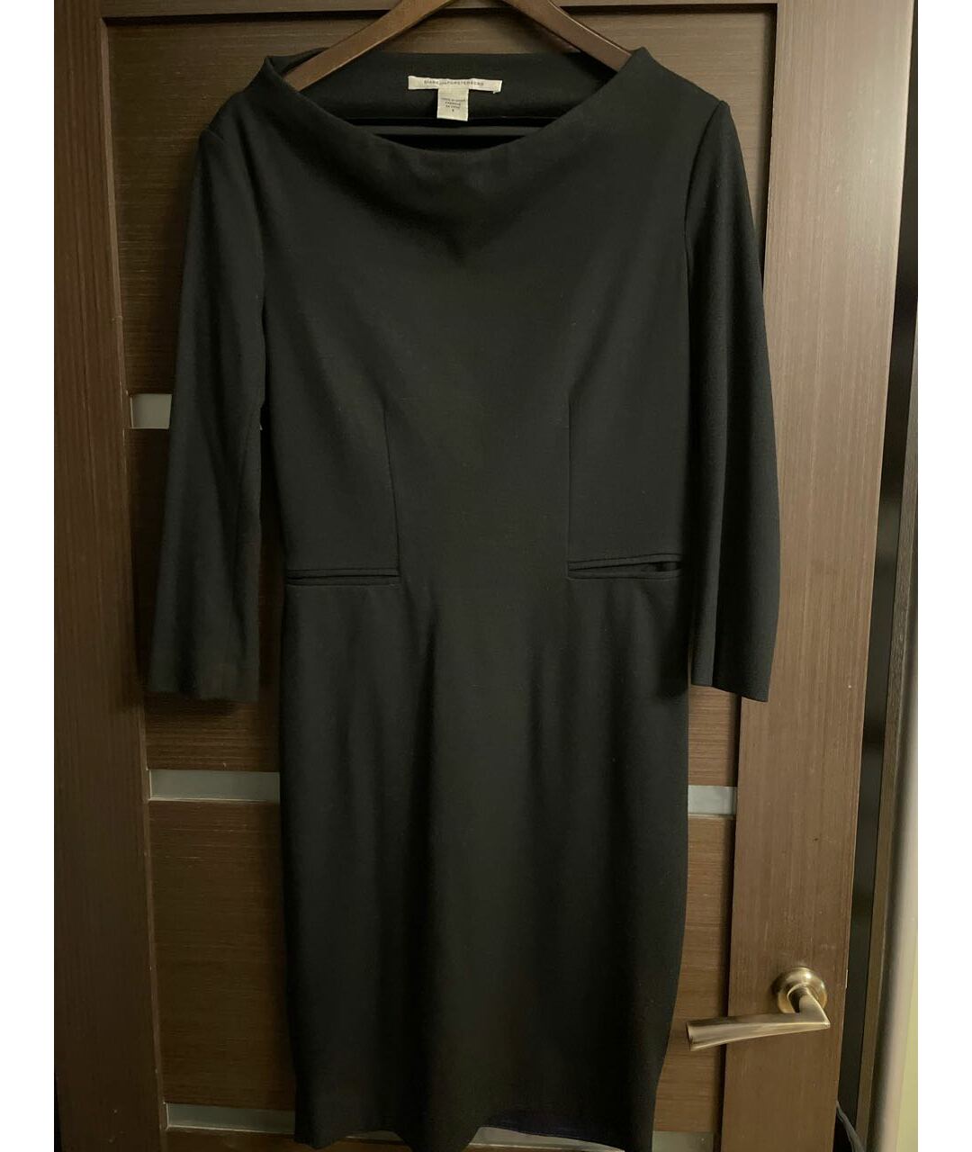 DIANE VON FURSTENBERG Черное шерстяное повседневное платье, фото 7
