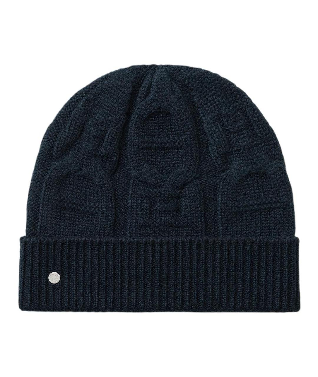 HERMES Темно-синяя кашемировая шапка, фото 1