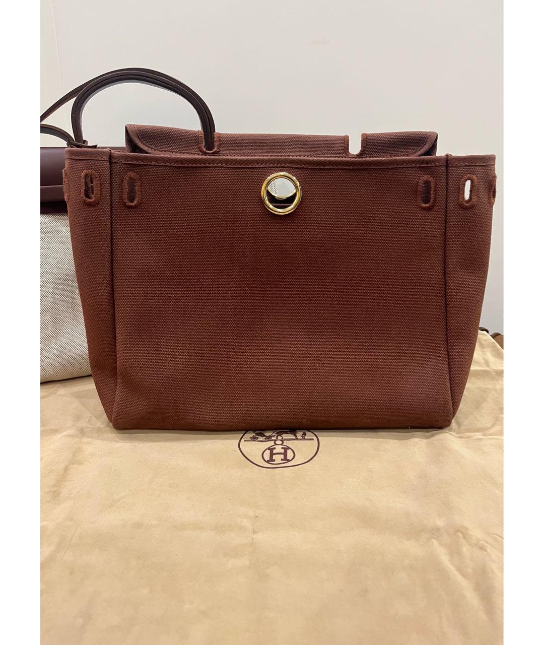 HERMES Бежевая тканевая сумка через плечо, фото 7