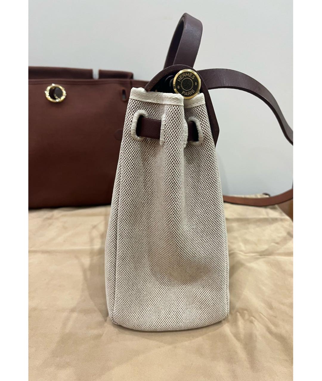 HERMES Бежевая тканевая сумка через плечо, фото 3