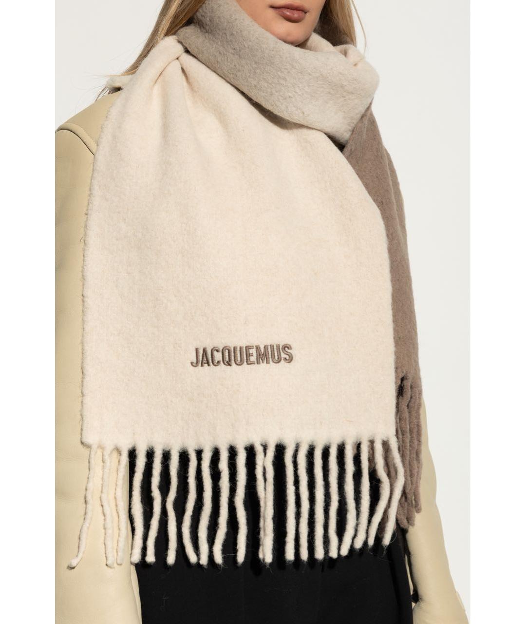 JACQUEMUS Бежевый шерстяной шарф, фото 4