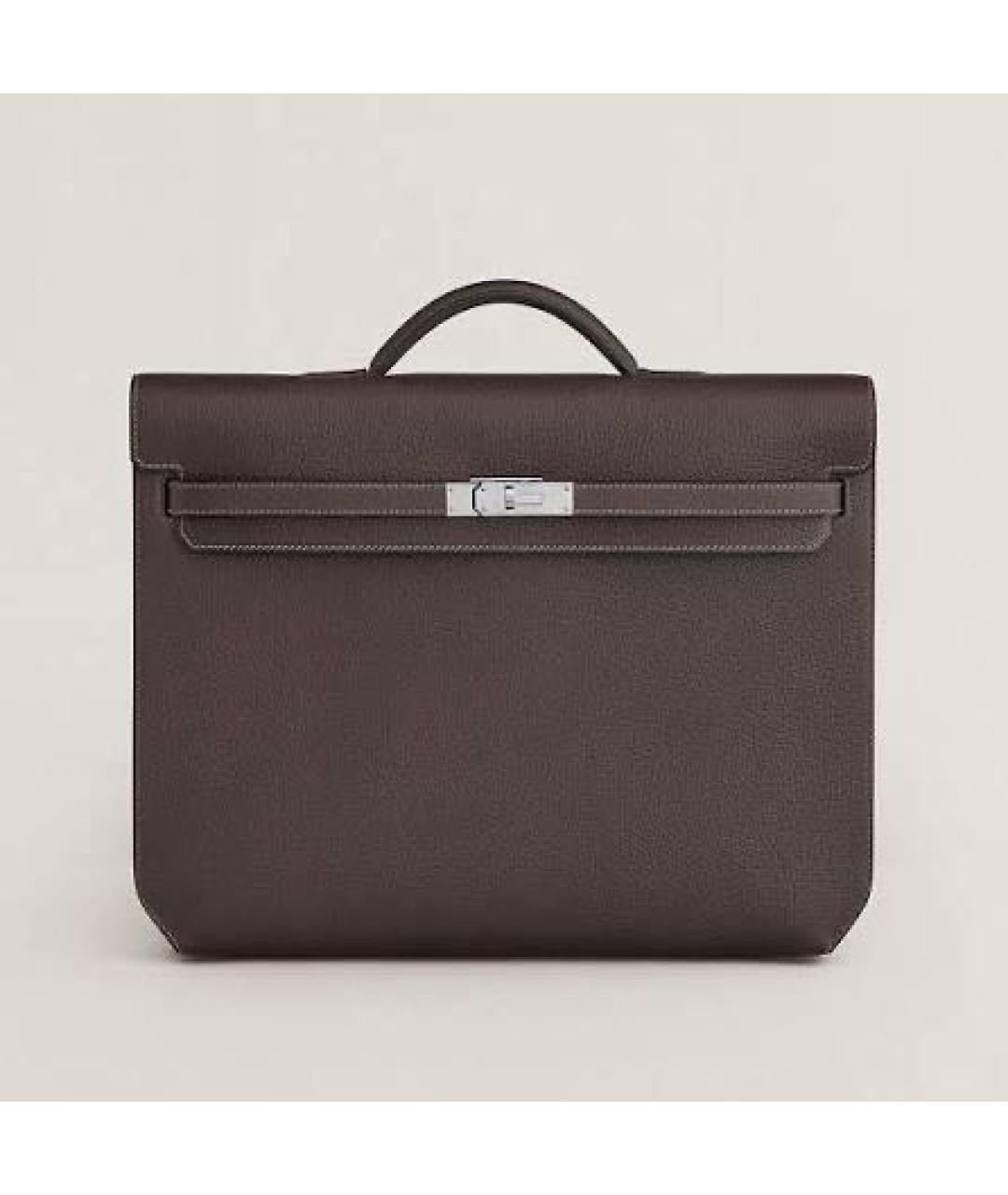 HERMES Коричневый кожаный портфель, фото 3