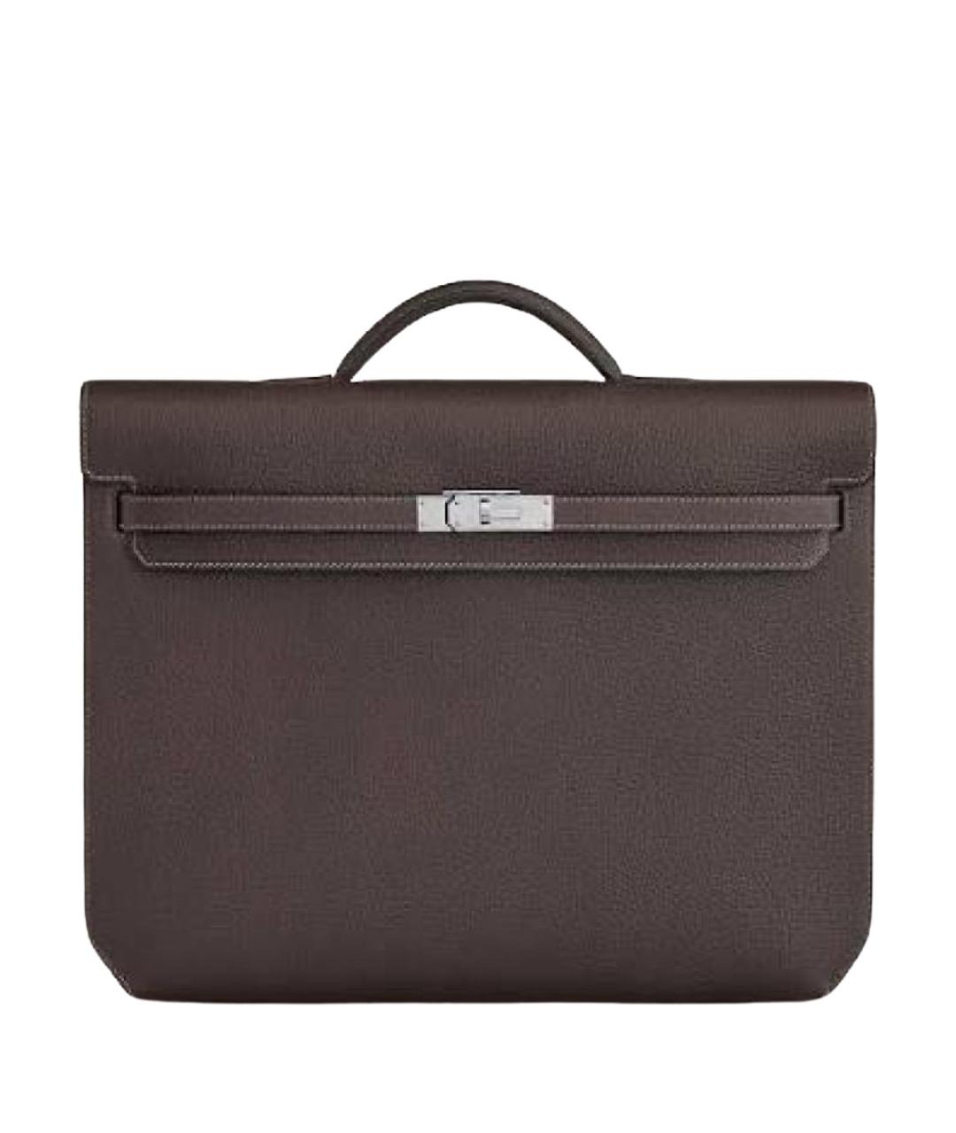 HERMES Коричневый кожаный портфель, фото 1