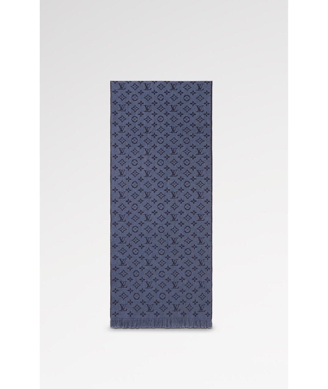 LOUIS VUITTON Темно-синий шерстяной шарф, фото 2