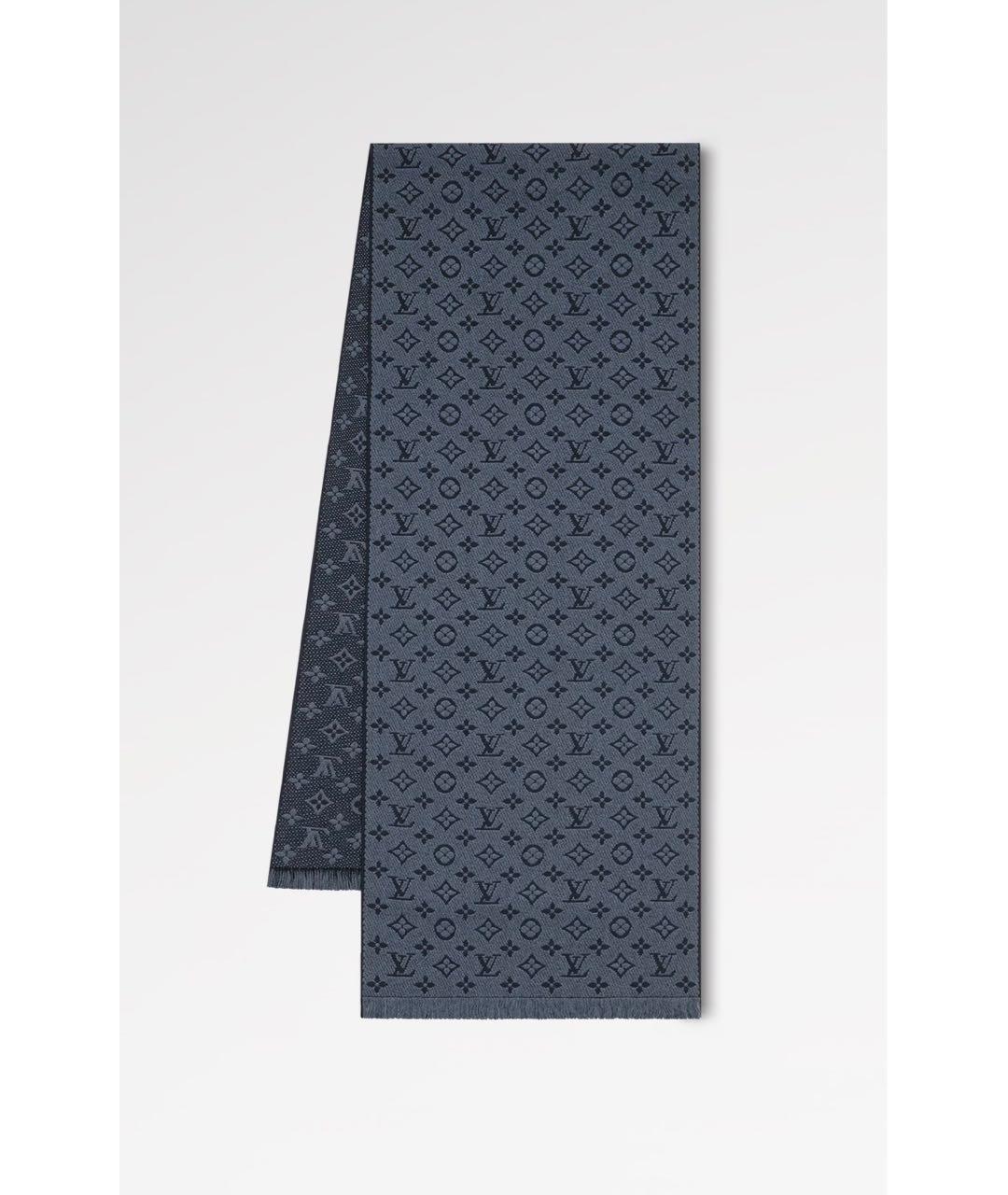 LOUIS VUITTON Темно-синий шерстяной шарф, фото 3