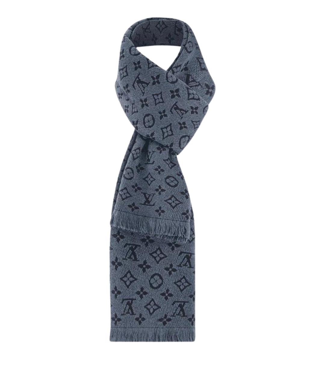 LOUIS VUITTON Темно-синий шерстяной шарф, фото 1