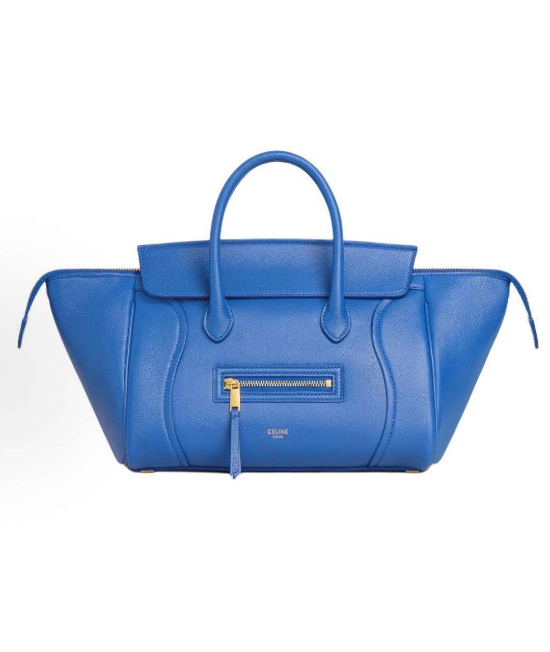 CELINE Синяя кожаная сумка с короткими ручками, фото 9