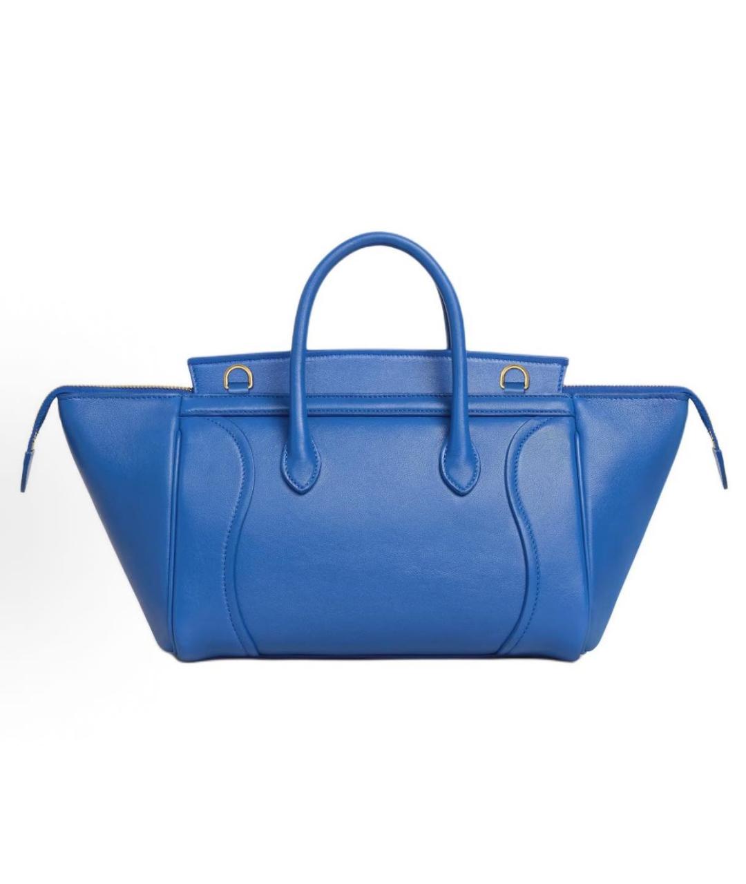 CELINE Синяя кожаная сумка с короткими ручками, фото 3