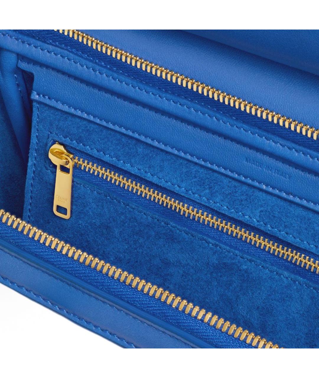 CELINE Синяя кожаная сумка с короткими ручками, фото 6