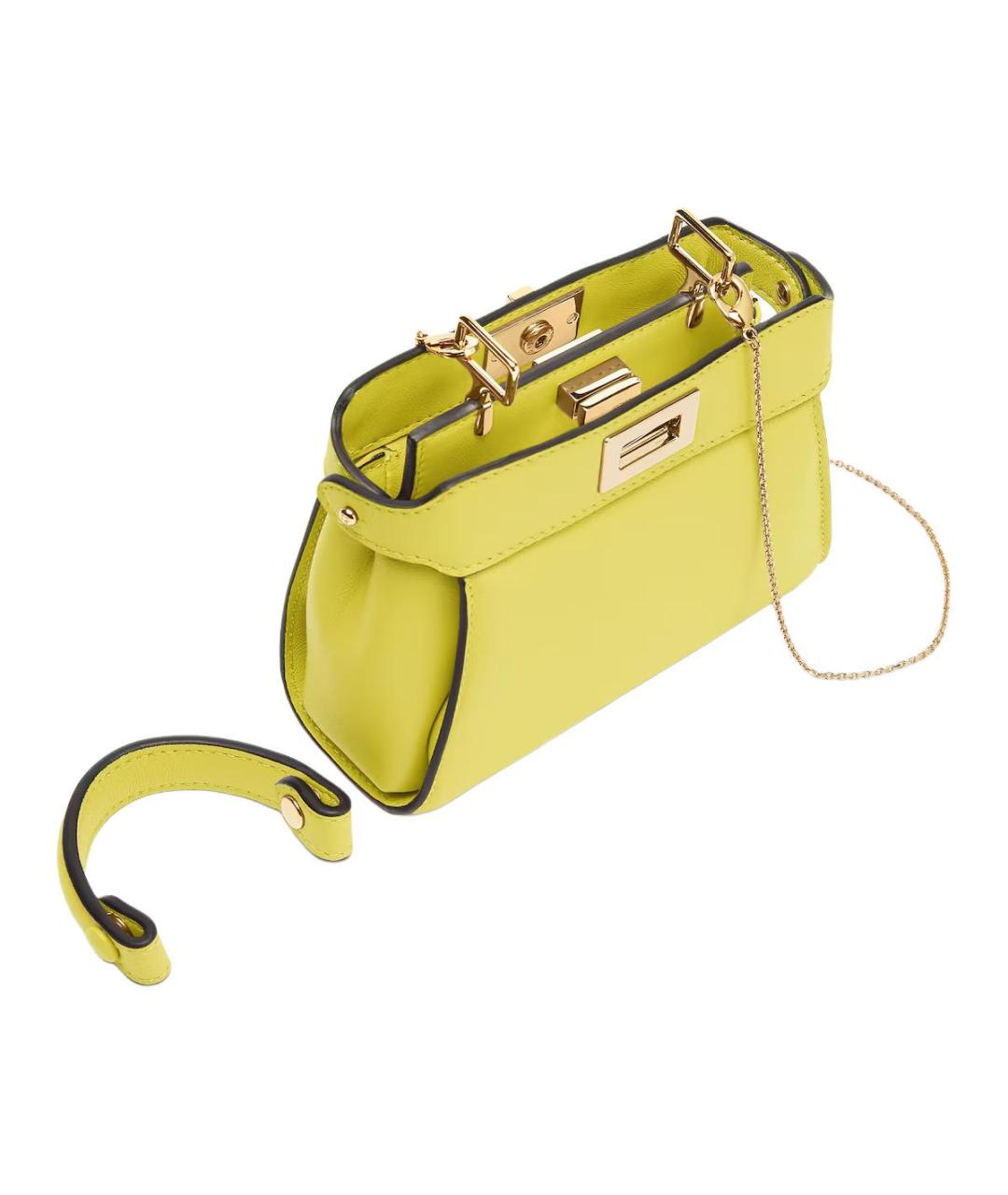 FENDI Желтая кожаная сумка через плечо, фото 4