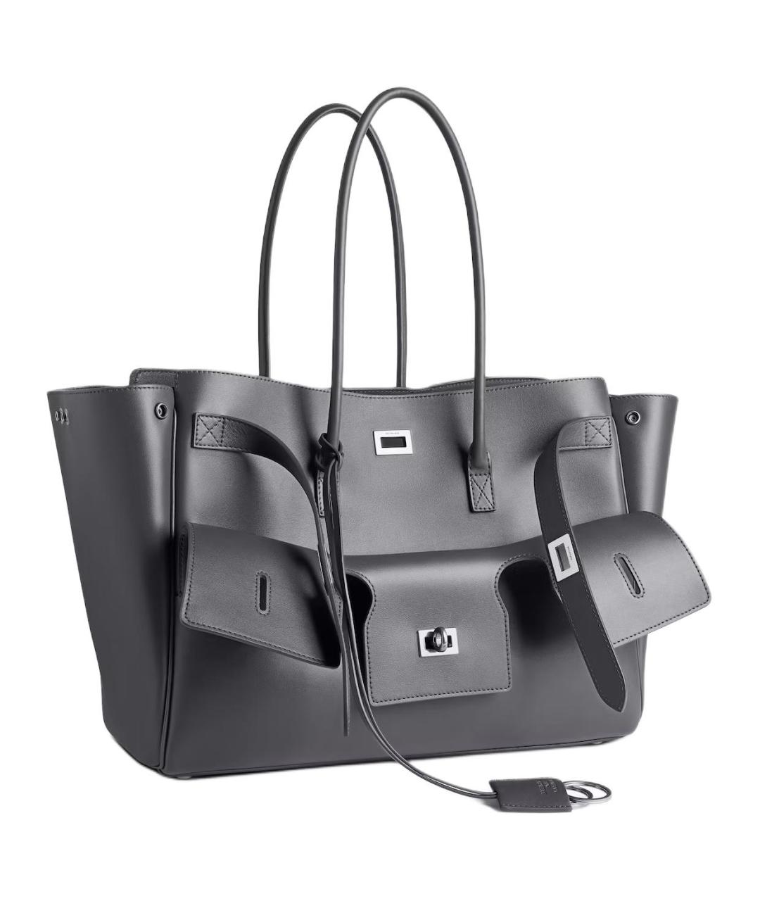 BALENCIAGA Серая кожаная сумка через плечо, фото 2