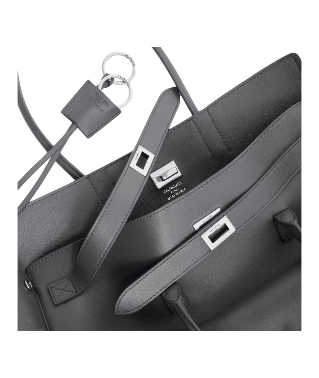 BALENCIAGA Серая кожаная сумка через плечо, фото 5