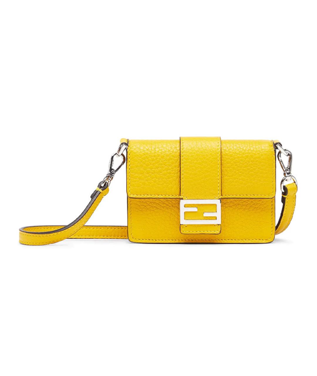 FENDI Желтая кожаная сумка на плечо, фото 1