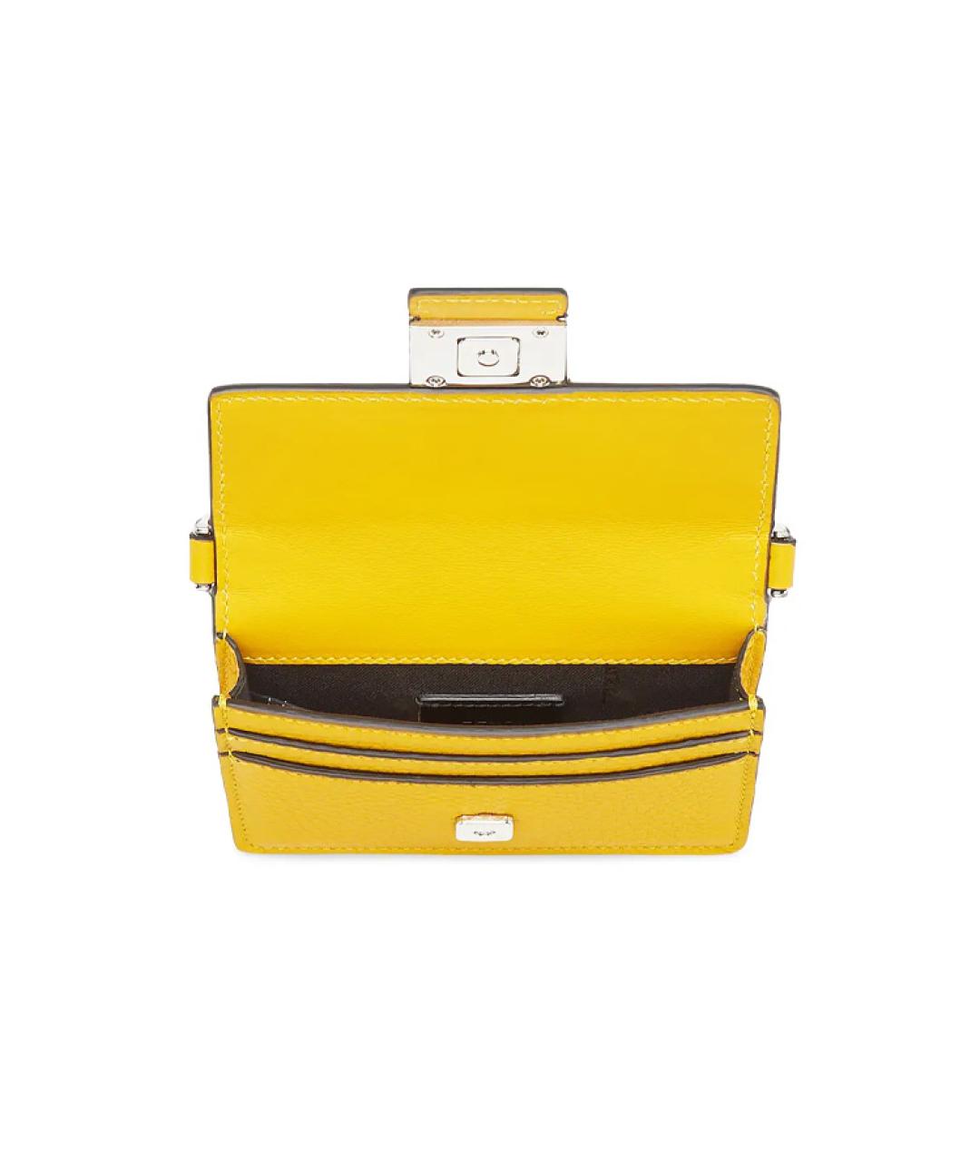 FENDI Желтая кожаная сумка на плечо, фото 3