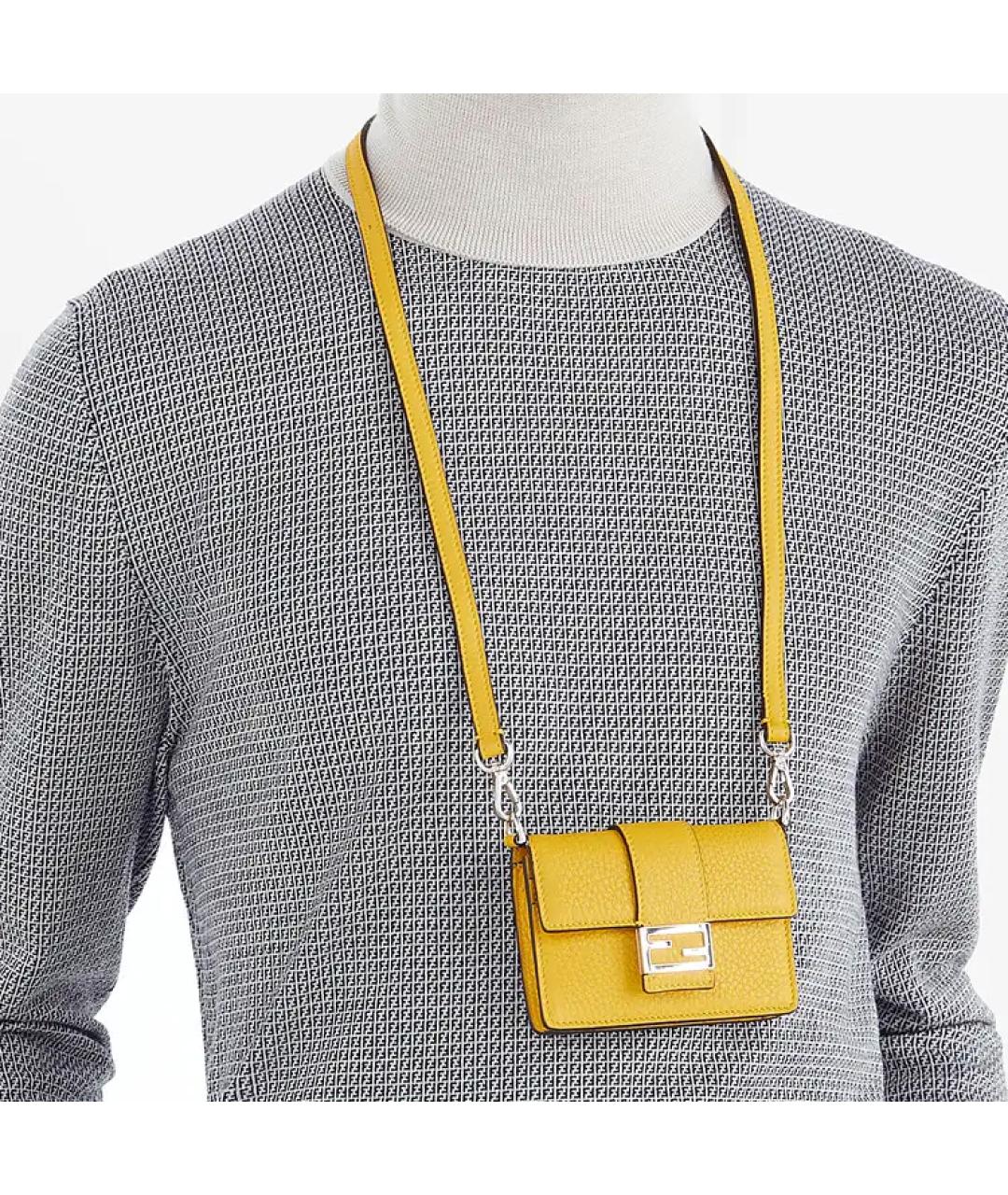FENDI Желтая кожаная сумка на плечо, фото 6