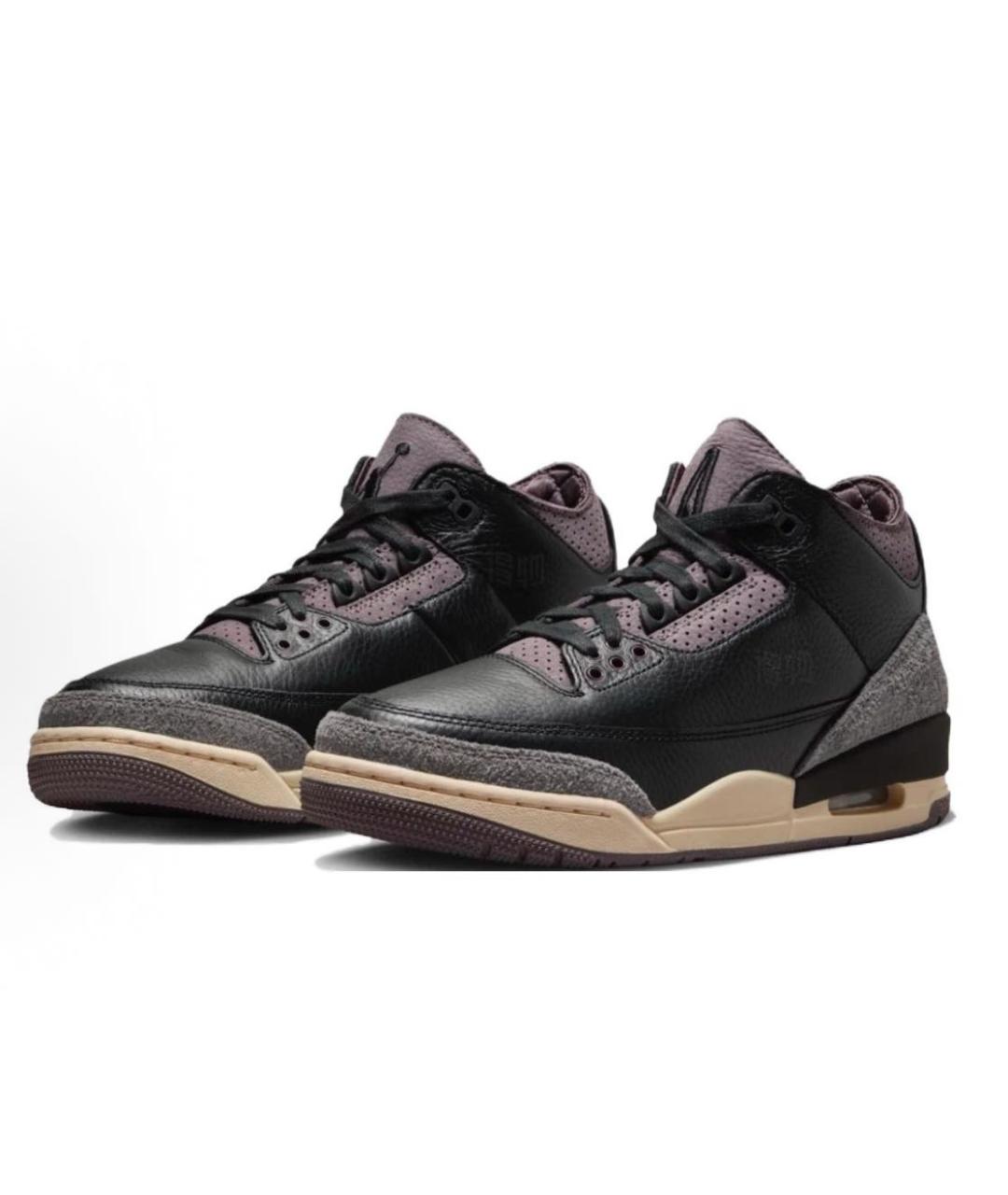 JORDAN Черные кожаные высокие кроссовки / кеды, фото 5