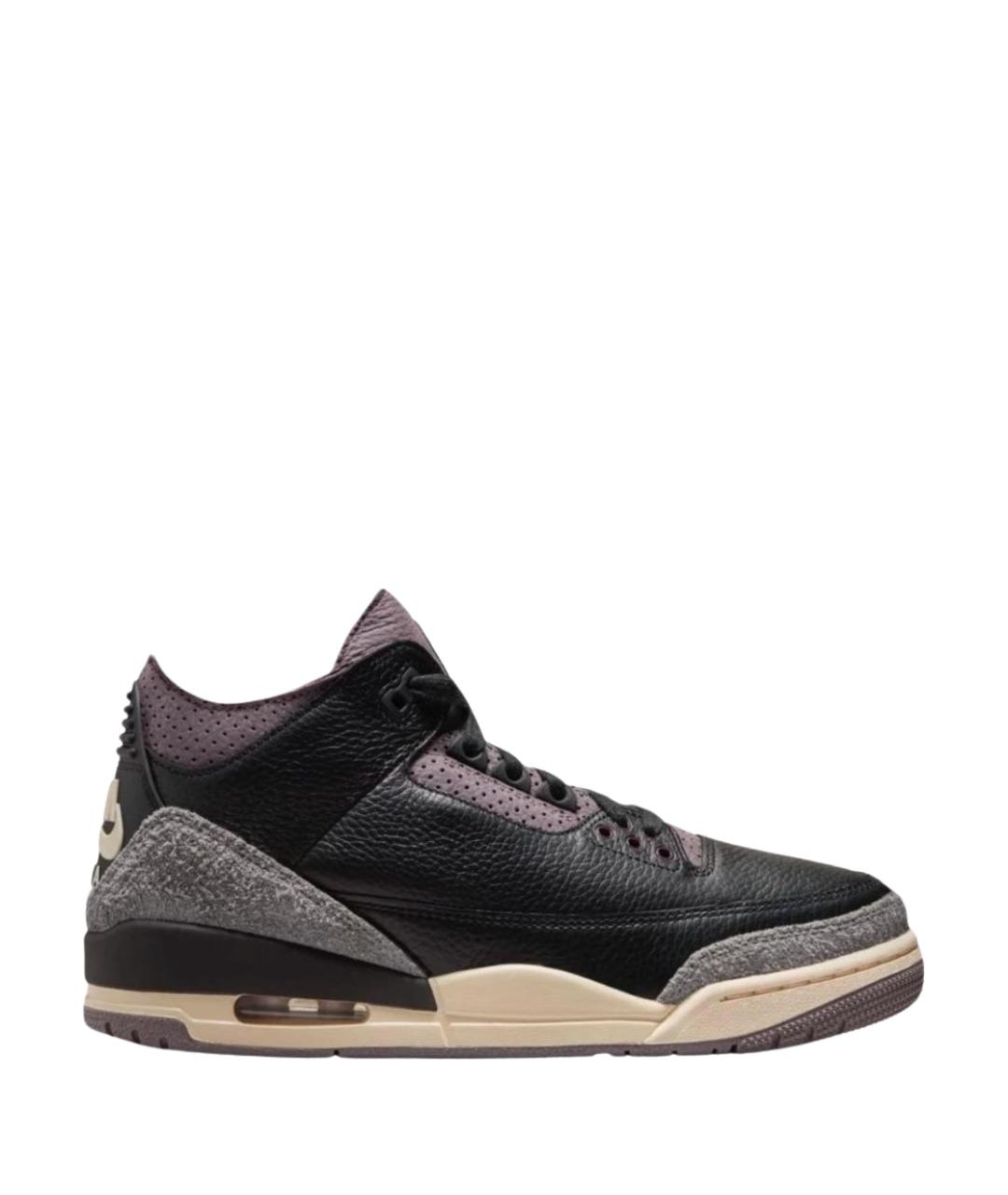 JORDAN Черные кожаные высокие кроссовки / кеды, фото 1