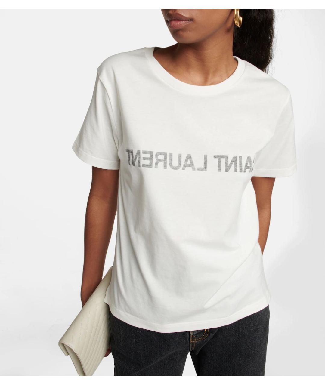 SAINT LAURENT Белая хлопковая футболка, фото 2