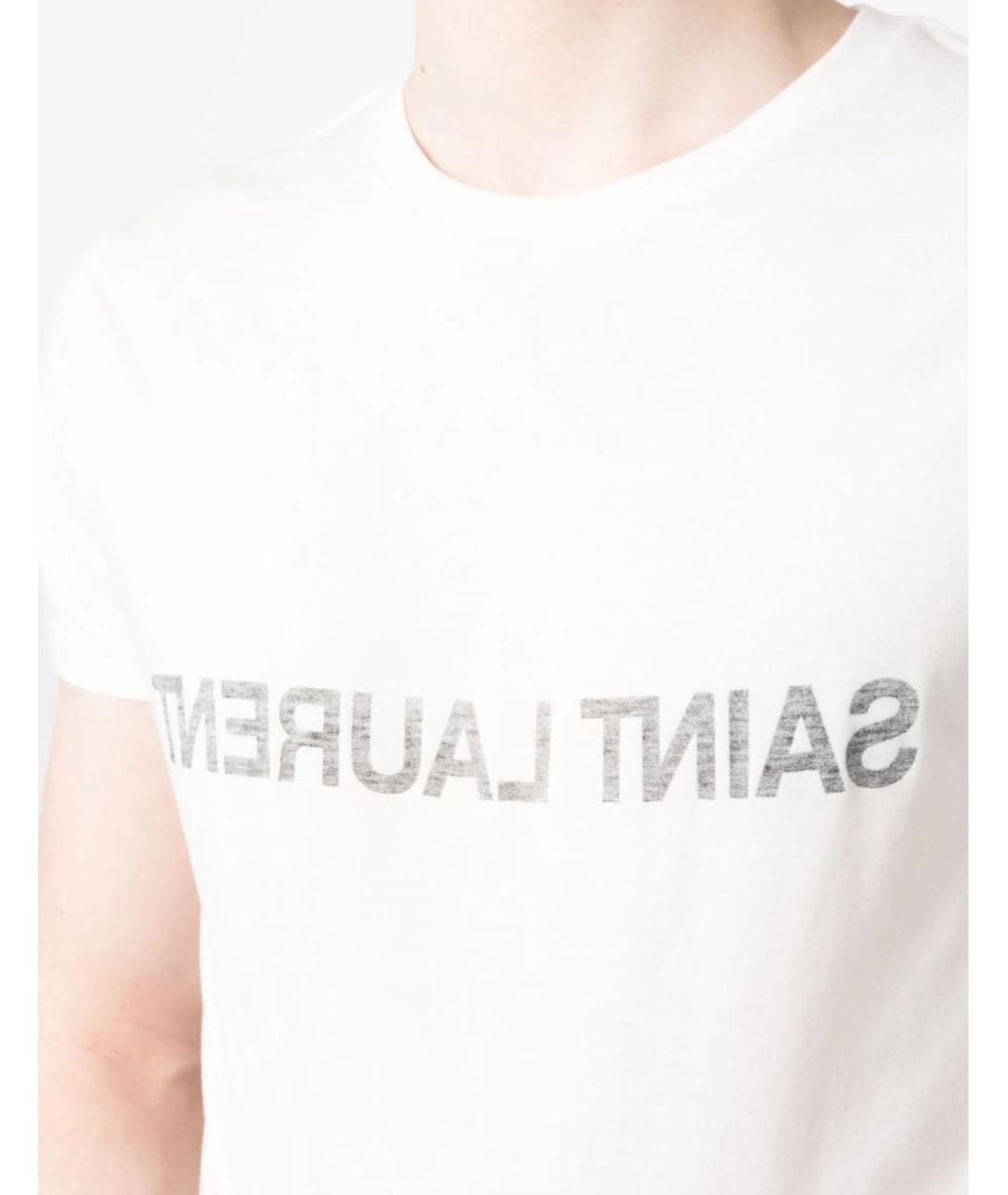 SAINT LAURENT Белая хлопковая футболка, фото 3