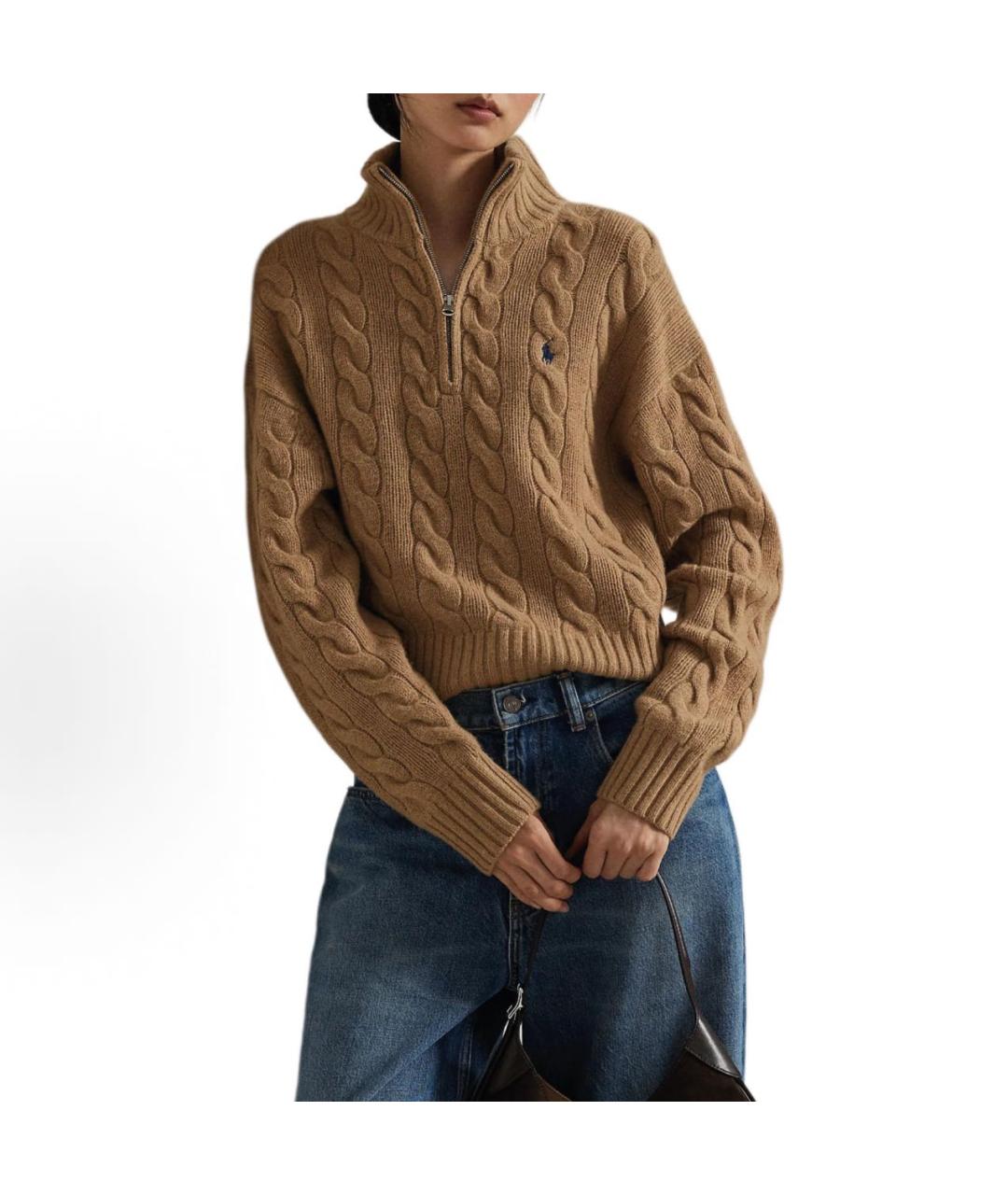 POLO RALPH LAUREN Бежевый шерстяной джемпер / свитер, фото 2