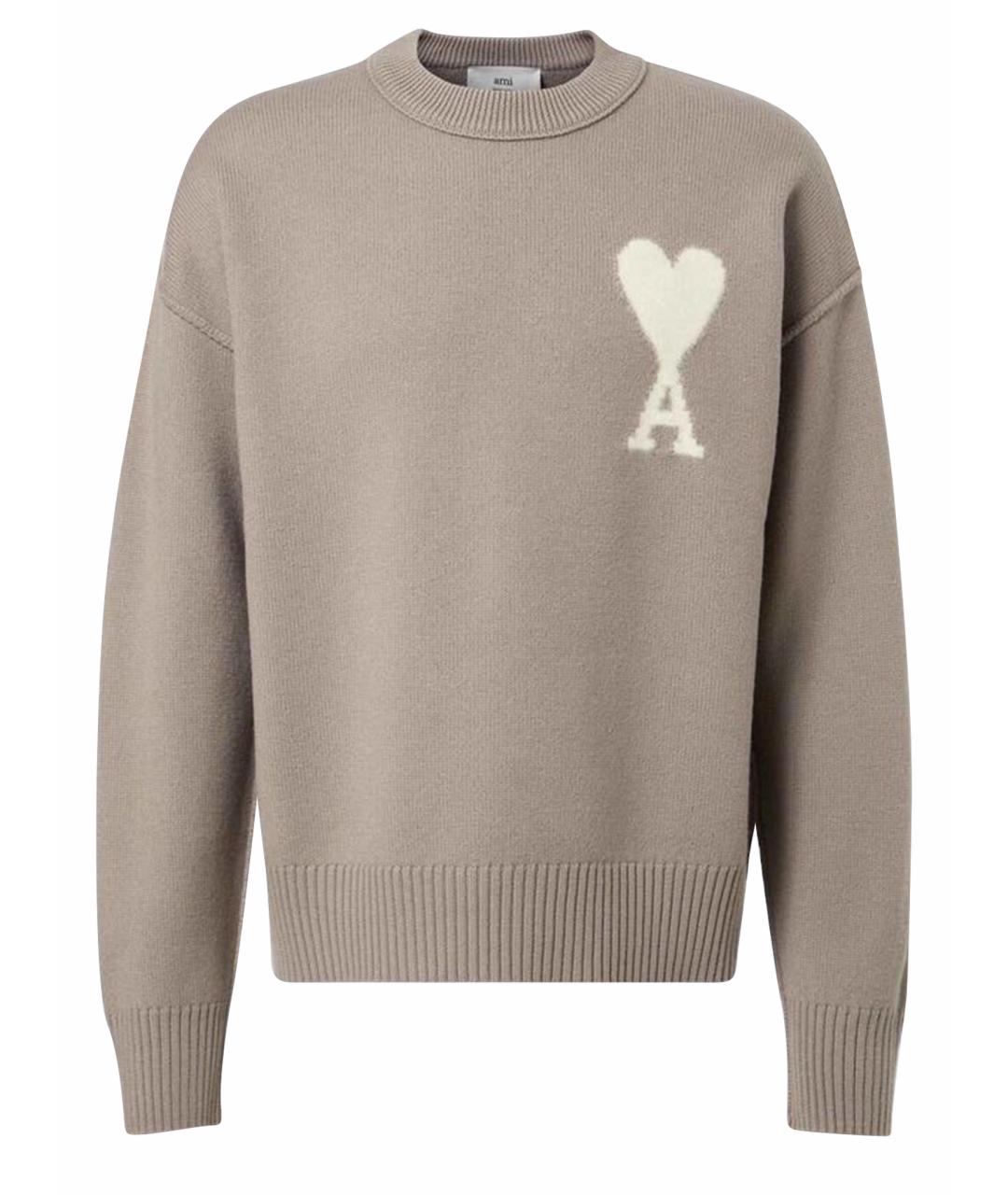 Ami Paris Бежевый шерстяной джемпер / свитер, фото 1