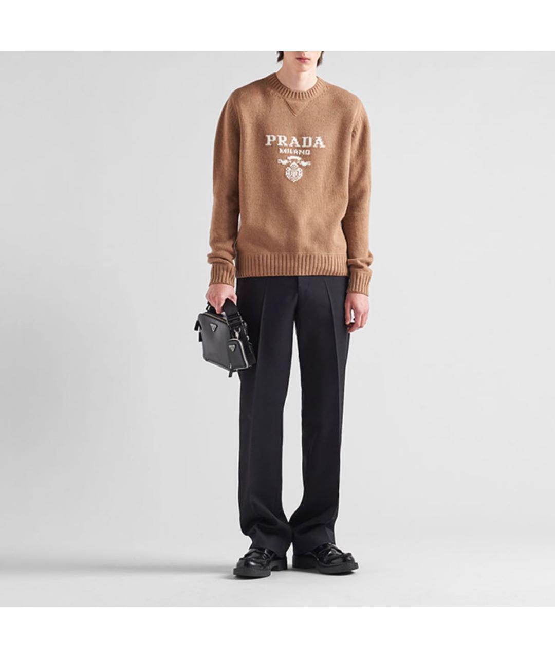 PRADA Бежевый шерстяной джемпер / свитер, фото 2