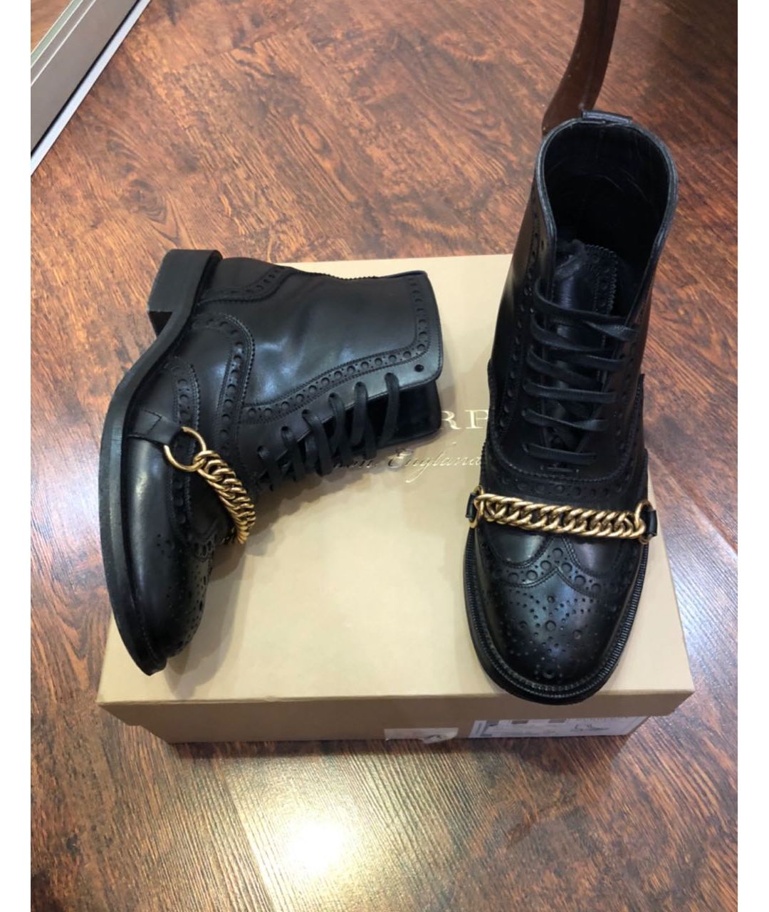 BURBERRY Черные кожаные ботинки, фото 2