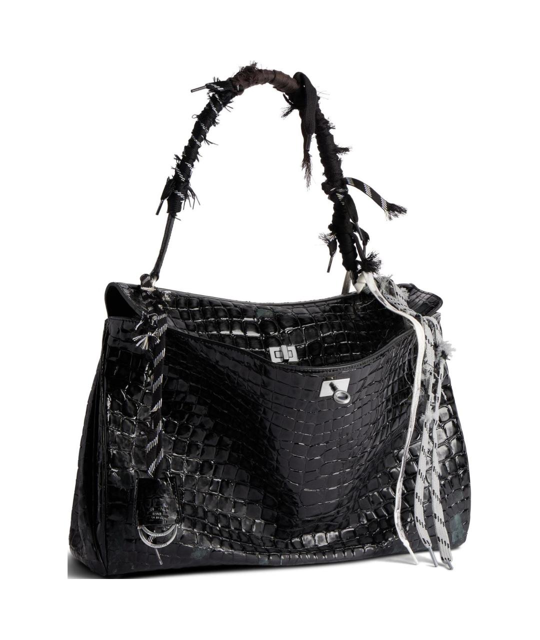 BALENCIAGA Черная кожаная сумка через плечо, фото 3