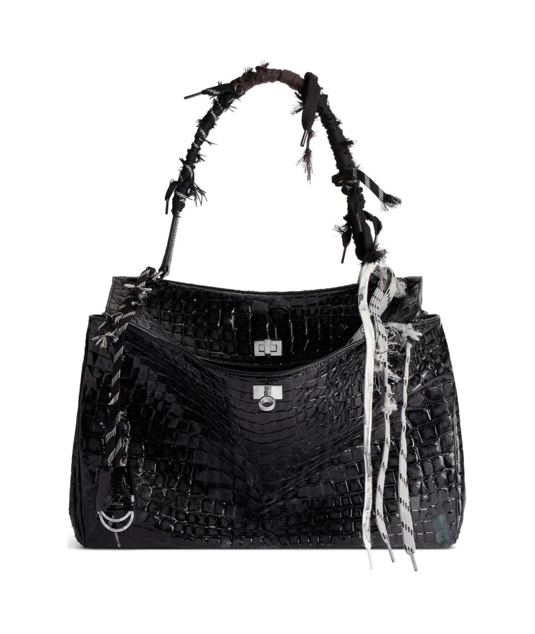 BALENCIAGA Черная кожаная сумка через плечо, фото 1