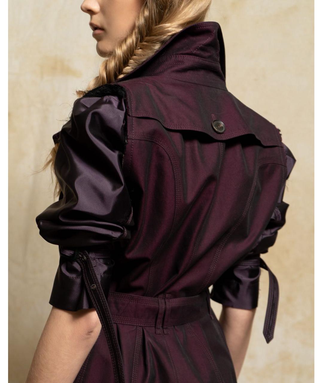 BURBERRY Фиолетовый шелковый тренч/плащ, фото 6