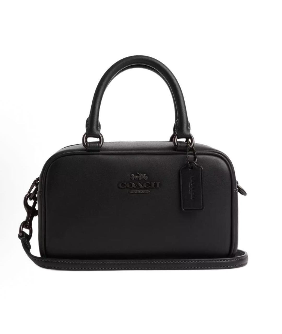 COACH Черная кожаная сумка с короткими ручками, фото 1