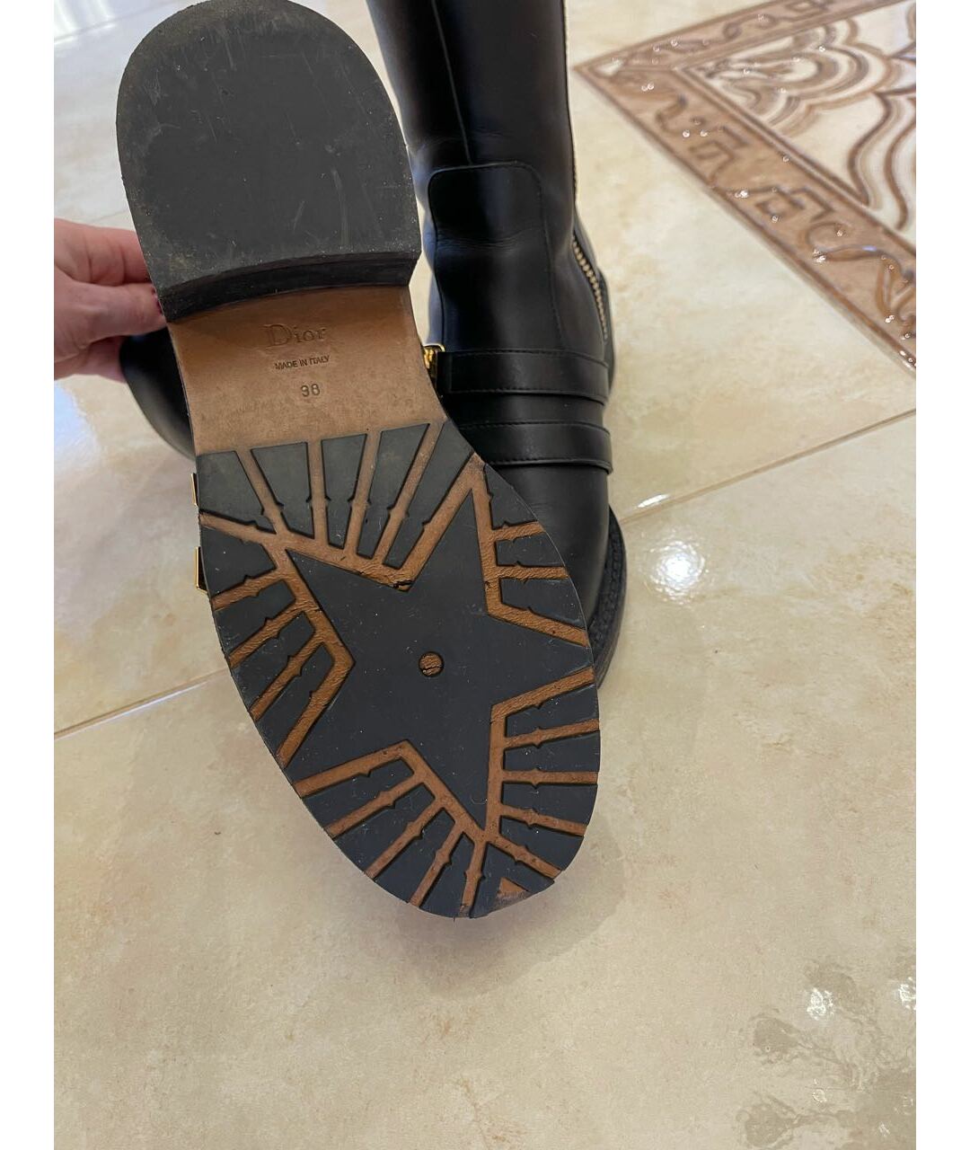CHRISTIAN DIOR PRE-OWNED Черные кожаные ботинки, фото 7