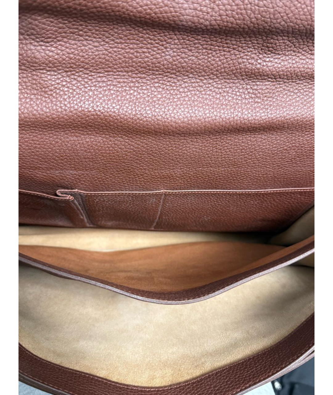 HERMES Коричневый кожаный портфель, фото 4